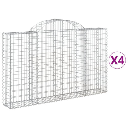 Cesti Gabbioni ad Arco 4 pz 200x30x120/140 cm Ferro Zincato