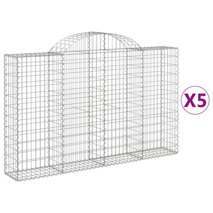 Cesti Gabbioni ad Arco 5 pz 200x30x120/140 cm Ferro Zincato