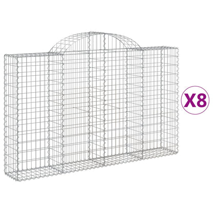 Cesti Gabbioni ad Arco 8 pz 200x30x120/140 cm Ferro Zincato