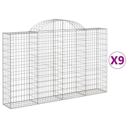 Cesti Gabbioni ad Arco 9 pz 200x30x120/140 cm Ferro Zincato