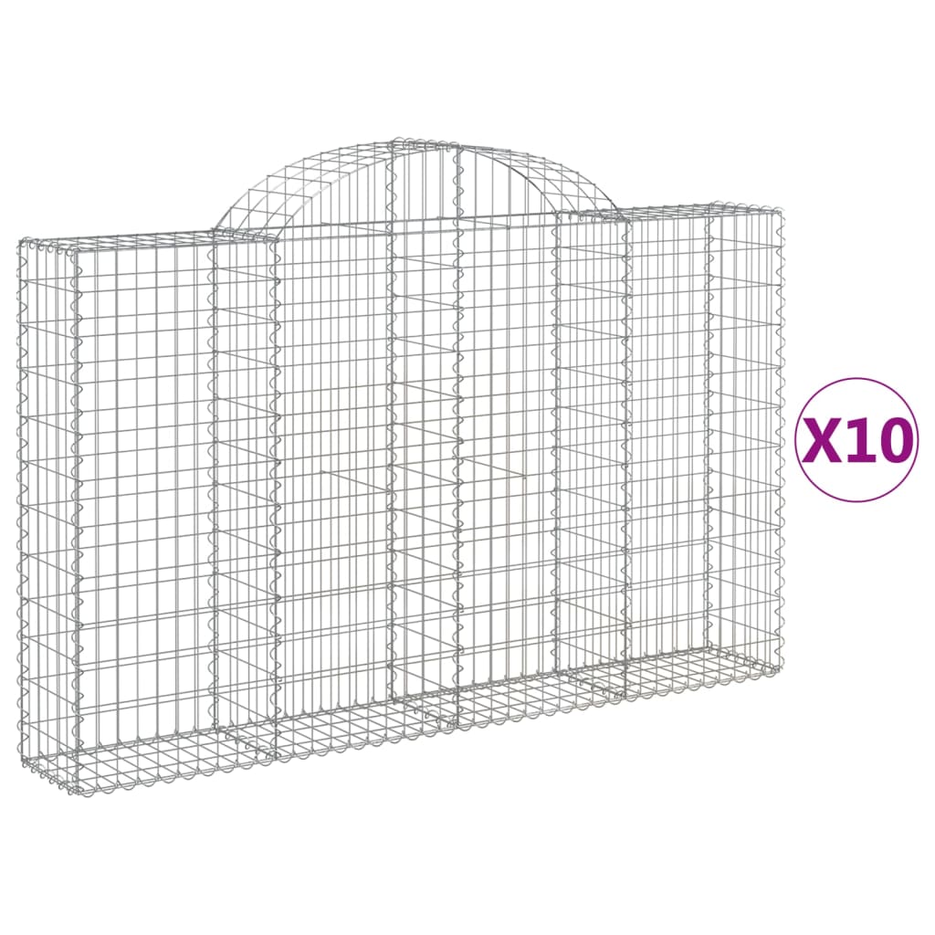 Cesti Gabbioni ad Arco 10 pz 200x30x120/140 cm Ferro Zincato