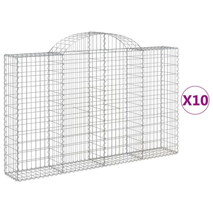 Cesti Gabbioni ad Arco 10 pz 200x30x120/140 cm Ferro Zincato
