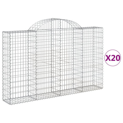Cesti Gabbioni ad Arco 20 pz 200x30x120/140 cm Ferro Zincato