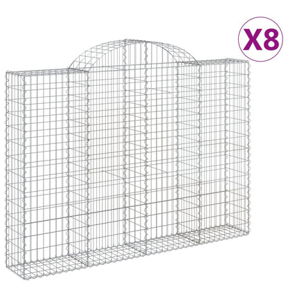 Cesti Gabbioni ad Arco 8 pz 200x30x140/160 cm Ferro Zincato