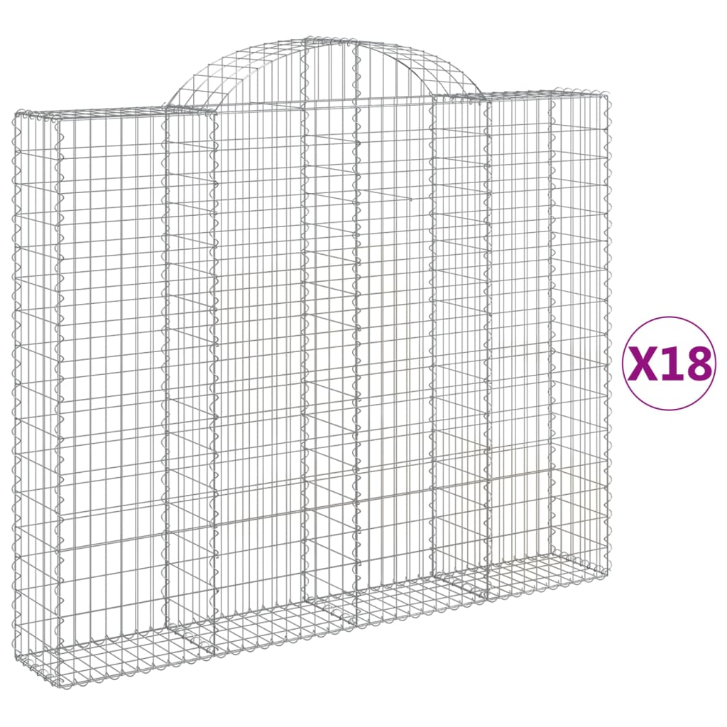 Cesti Gabbioni ad Arco 18 pz 200x30x160/180 cm Ferro Zincato
