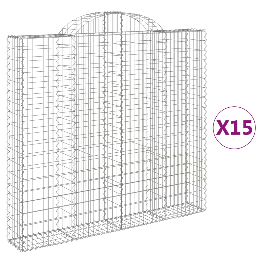 Cesti Gabbioni ad Arco 15 pz 200x30x180/200 cm Ferro Zincato