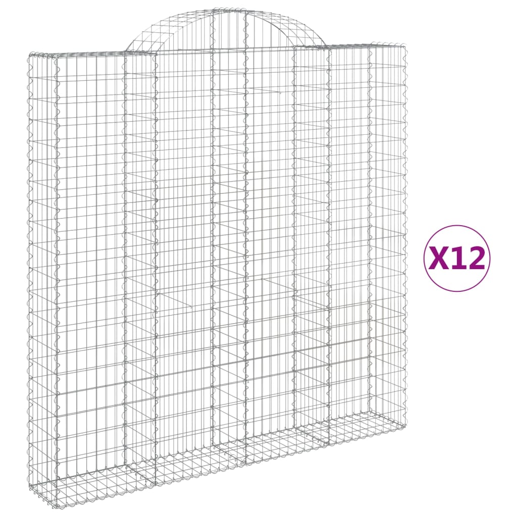 Cesti Gabbioni ad Arco 12 pz 200x30x200/220 cm Ferro Zincato