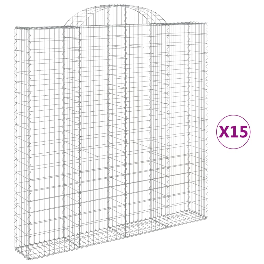 Cesti Gabbioni ad Arco 15 pz 200x30x200/220 cm Ferro Zincato
