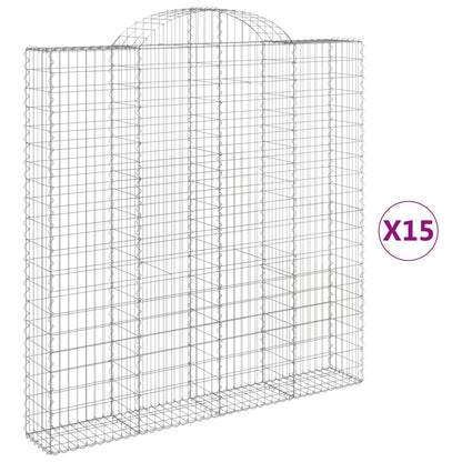 Cesti Gabbioni ad Arco 15 pz 200x30x200/220 cm Ferro Zincato