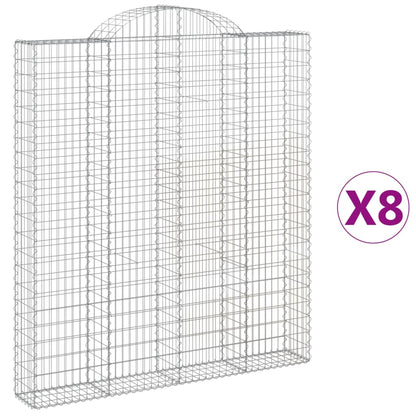 Cesti Gabbioni ad Arco 8 pz 200x30x220/240 cm Ferro Zincato