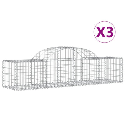 Cesti Gabbioni ad Arco 3 pz 200x50x40/60 cm Ferro Zincato