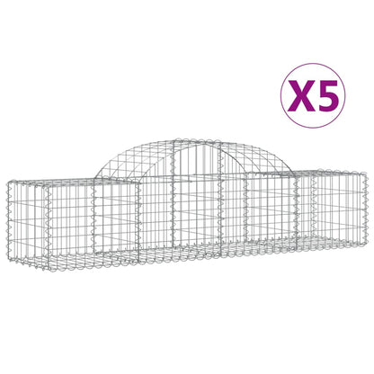 Cesti Gabbioni ad Arco 5 pz 200x50x40/60 cm Ferro Zincato