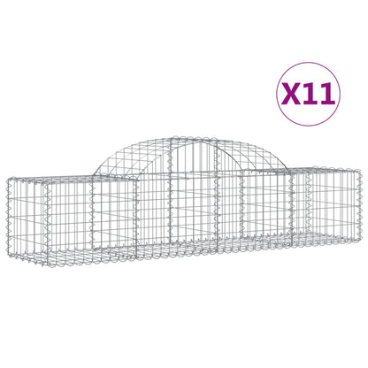 Cesti Gabbioni ad Arco 11 pz 200x50x40/60 cm Ferro Zincato