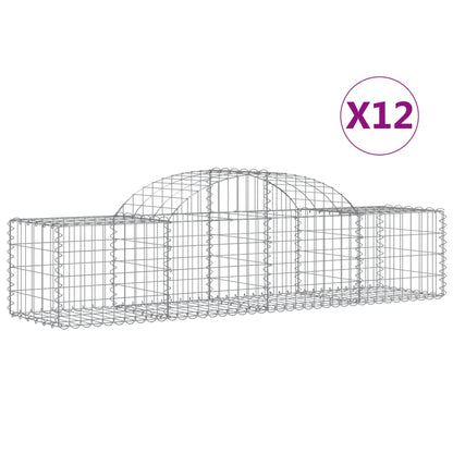 Cesti Gabbioni ad Arco 12 pz 200x50x40/60 cm Ferro Zincato