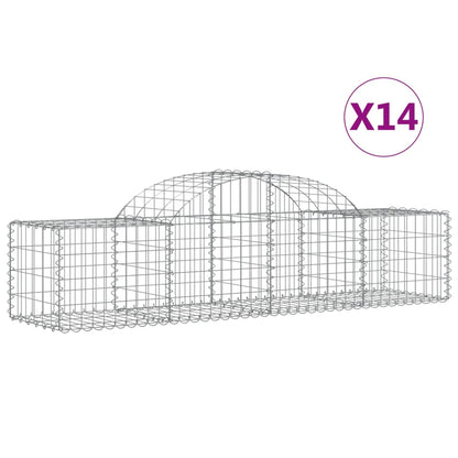 Cesti Gabbioni ad Arco 14 pz 200x50x40/60 cm Ferro Zincato