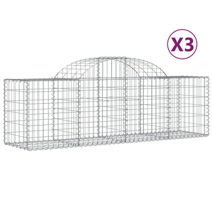Cesti Gabbioni ad Arco 3 pz 200x50x60/80 cm Ferro Zincato