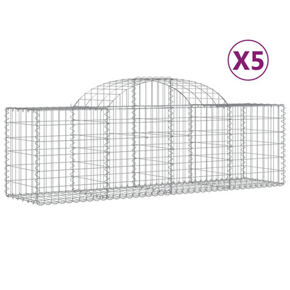 Cesti Gabbioni ad Arco 5 pz 200x50x60/80 cm Ferro Zincato