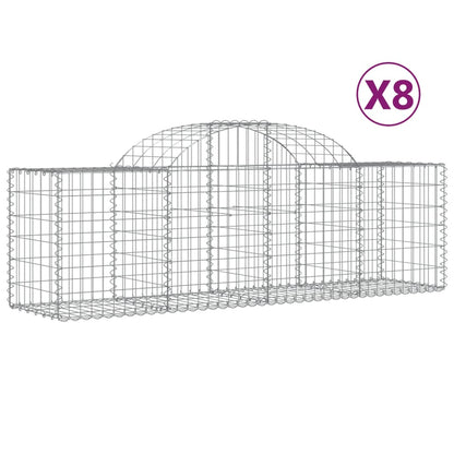 Cesti Gabbioni ad Arco 8 pz 200x50x60/80 cm Ferro Zincato