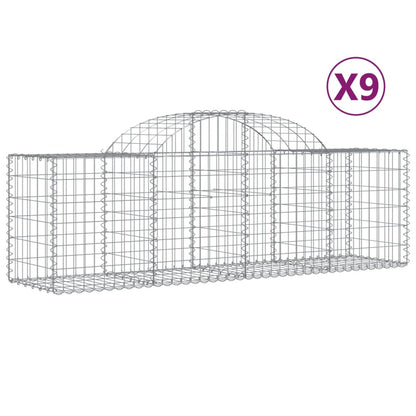 Cesti Gabbioni ad Arco 9 pz 200x50x60/80 cm Ferro Zincato