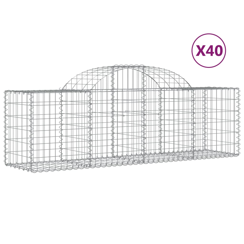 Cesti Gabbioni ad Arco 40 pz 200x50x60/80 cm Ferro Zincato