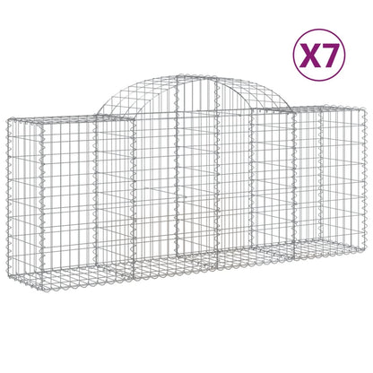 Cesti Gabbioni ad Arco 7 pz 200x50x80/100 cm Ferro Zincato