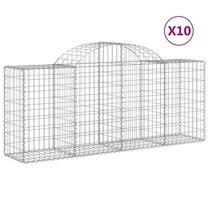 Cesti Gabbioni ad Arco 10 pz 200x50x80/100 cm Ferro Zincato
