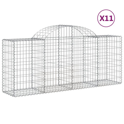 Cesti Gabbioni ad Arco 11 pz 200x50x80/100 cm Ferro Zincato