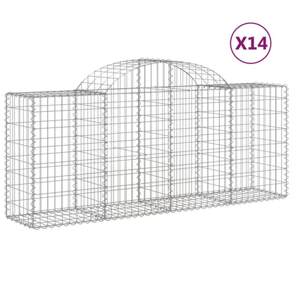 Cesti Gabbioni ad Arco 14 pz 200x50x80/100 cm Ferro Zincato
