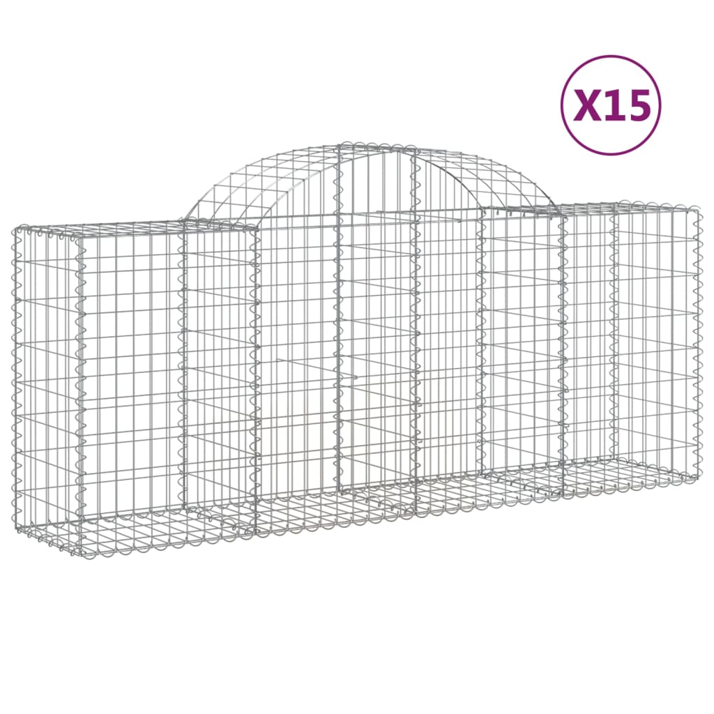 Cesti Gabbioni ad Arco 15 pz 200x50x80/100 cm Ferro Zincato