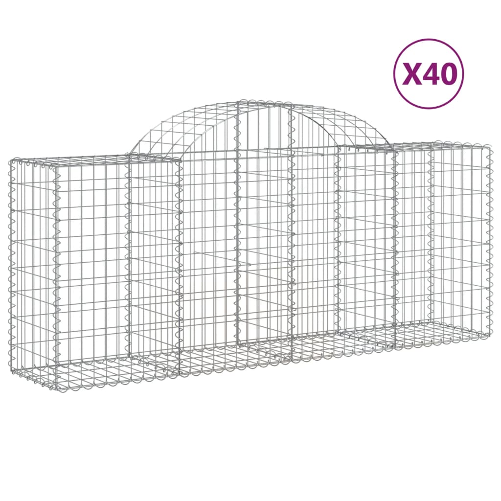 Cesti Gabbioni ad Arco 40 pz 200x50x80/100 cm Ferro Zincato