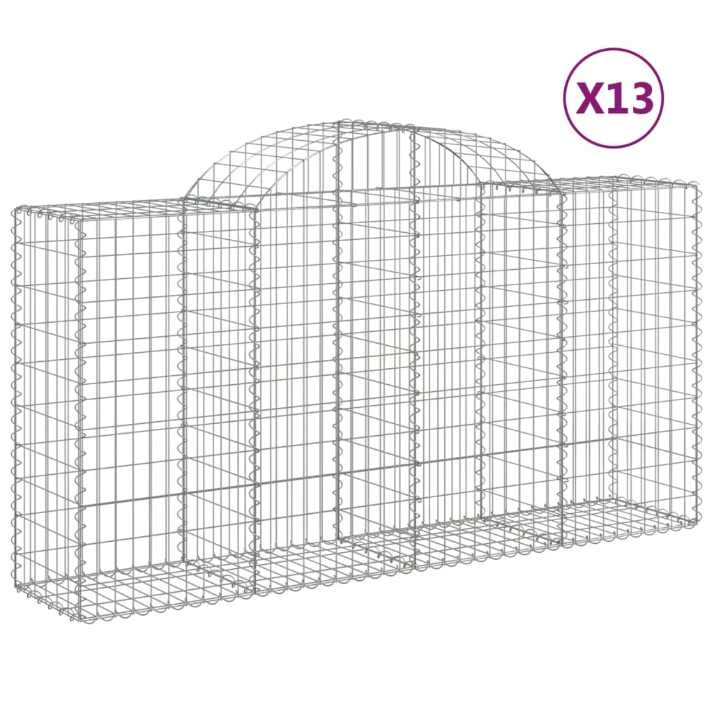 Cesti Gabbioni ad Arco 13 pz 200x50x100/120 cm Ferro Zincato