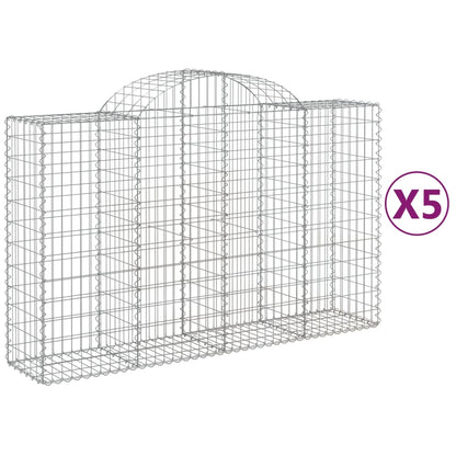 Cesti Gabbioni ad Arco 5 pz 200x50x120/140 cm Ferro Zincato
