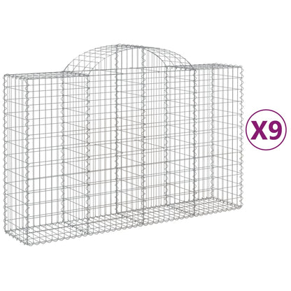 Cesti Gabbioni ad Arco 9 pz 200x50x120/140 cm Ferro Zincato
