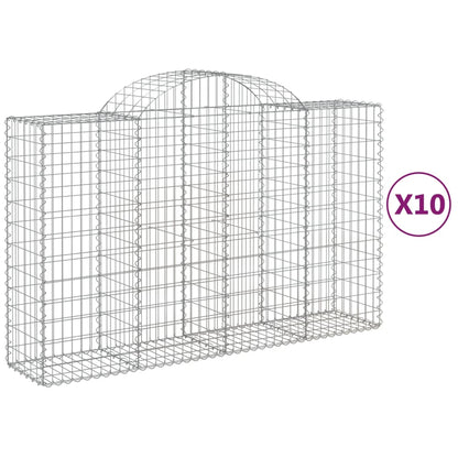 Cesti Gabbioni ad Arco 10 pz 200x50x120/140 cm Ferro Zincato