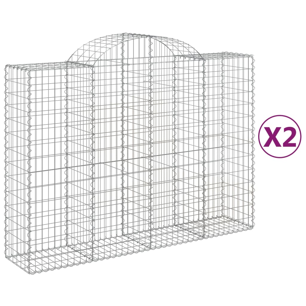 Cesti Gabbioni ad Arco 2 pz 200x50x140/160 cm Ferro Zincato