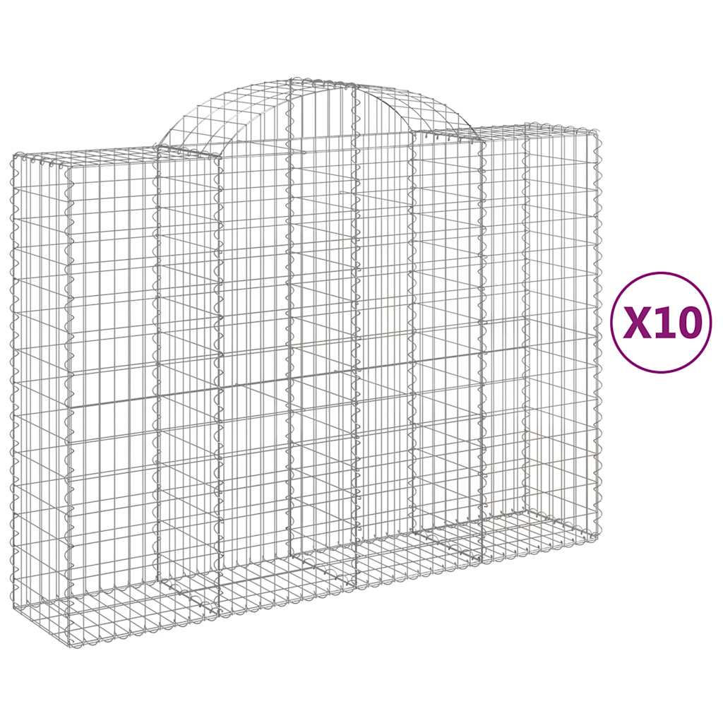 Cesti Gabbioni ad Arco 10 pz 200x50x140/160 cm Ferro Zincato