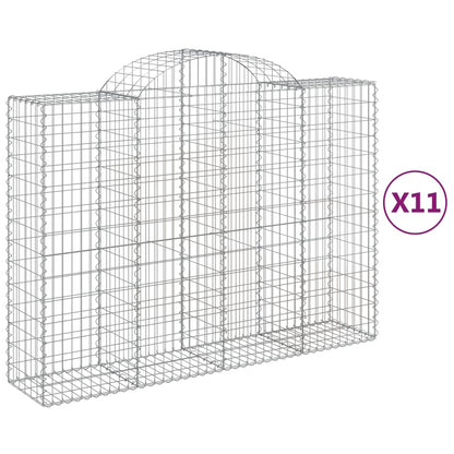 Cesti Gabbioni ad Arco 11 pz 200x50x140/160 cm Ferro Zincato