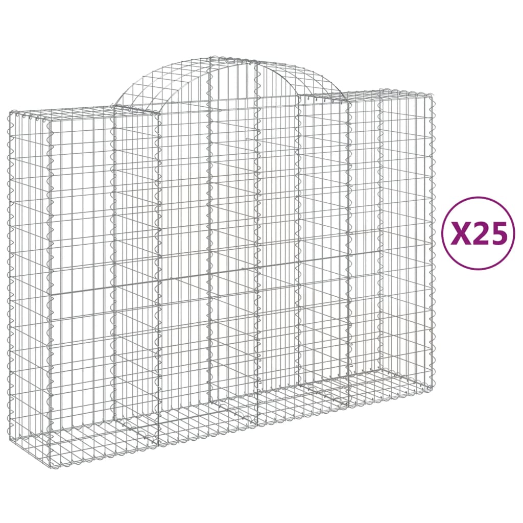 Cesti Gabbioni ad Arco 25 pz 200x50x140/160 cm Ferro Zincato