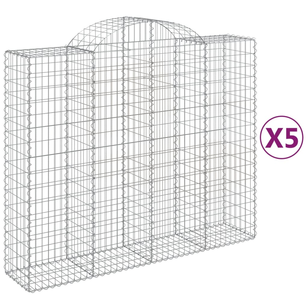 Cesti Gabbioni ad Arco 5 pz 200x50x160/180 cm Ferro Zincato