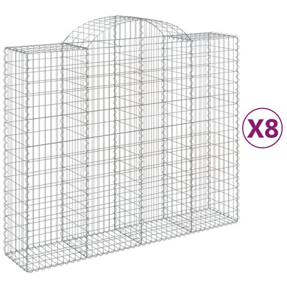 Cesti Gabbioni ad Arco 8 pz 200x50x160/180 cm Ferro Zincato
