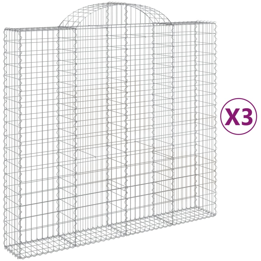 Cesti Gabbioni ad Arco 3 pz 200x50x180/200 cm Ferro Zincato