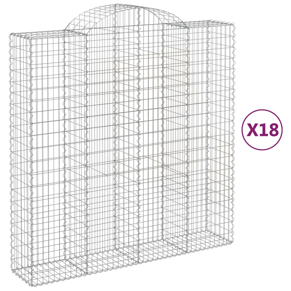 Cesti Gabbioni ad Arco 18 pz 200x50x200/220 cm Ferro Zincato