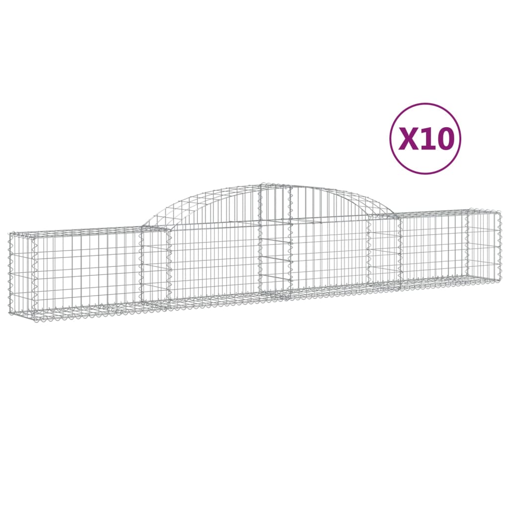 Cesti Gabbioni ad Arco 10 pz 300x30x40/60 cm Ferro Zincato