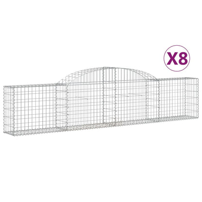 Cesti Gabbioni ad Arco 8 pz 300x30x60/80 cm Ferro Zincato