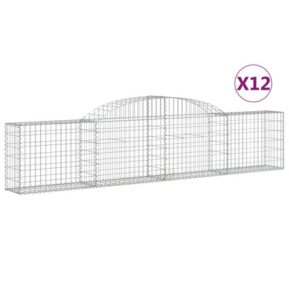 Cesti Gabbioni ad Arco 12 pz 300x30x60/80 cm Ferro Zincato