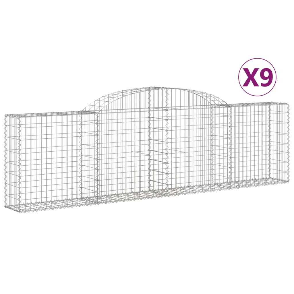 Cesti Gabbioni ad Arco 9 pz 300x30x80/100 cm Ferro Zincato