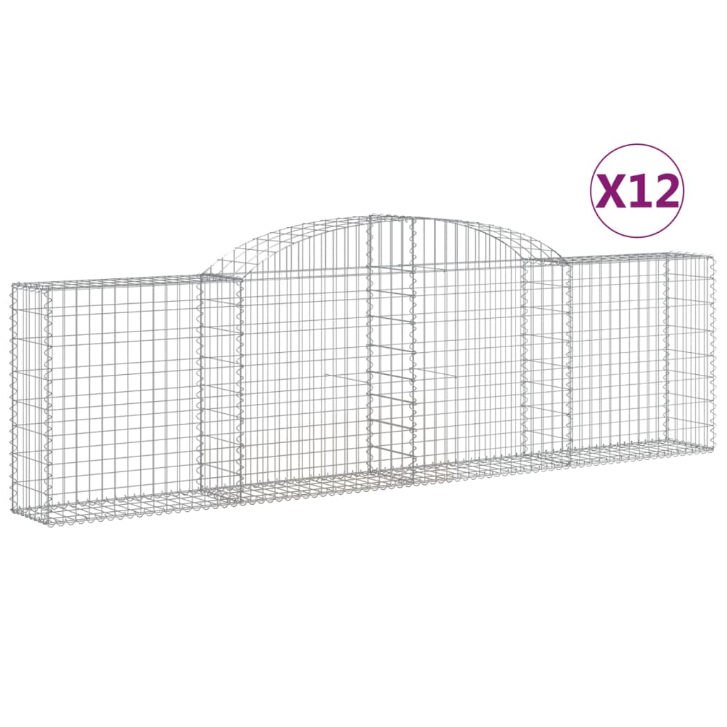 Cesti Gabbioni ad Arco 12 pz 300x30x80/100 cm Ferro Zincato
