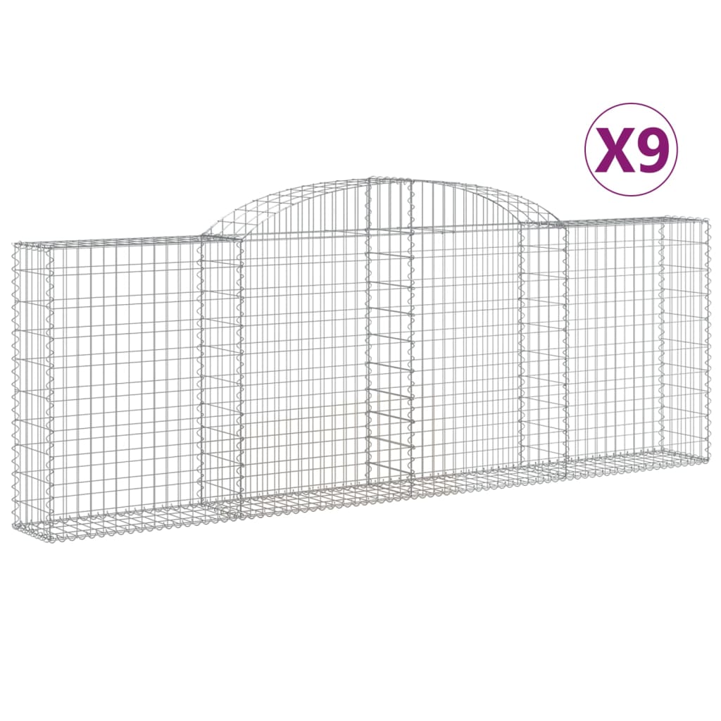 Cesti Gabbioni ad Arco 9 pz 300x30x100/120 cm Ferro Zincato