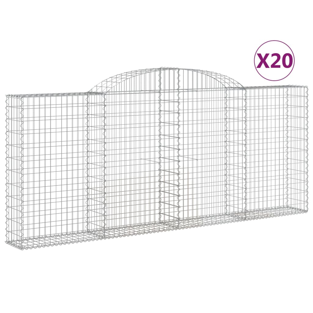 Cesti Gabbioni ad Arco 20 pz 300x30x120/140 cm Ferro Zincato