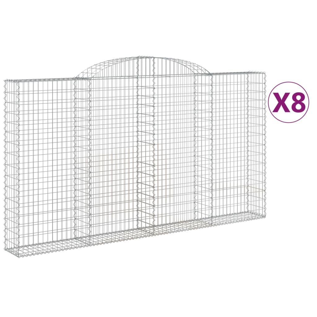 Cesti Gabbioni ad Arco 8 pz 300x30x160/180 cm Ferro Zincato